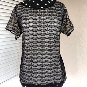 J Crew black and beige lace top